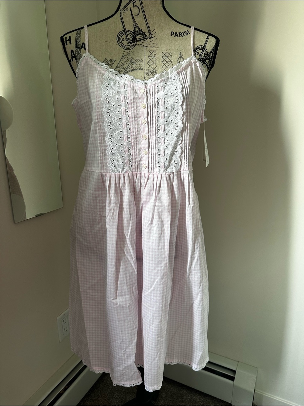 Eileen West Medium Light Pink Sundress Sleeveless Sweetheart Neck Woven Chemise